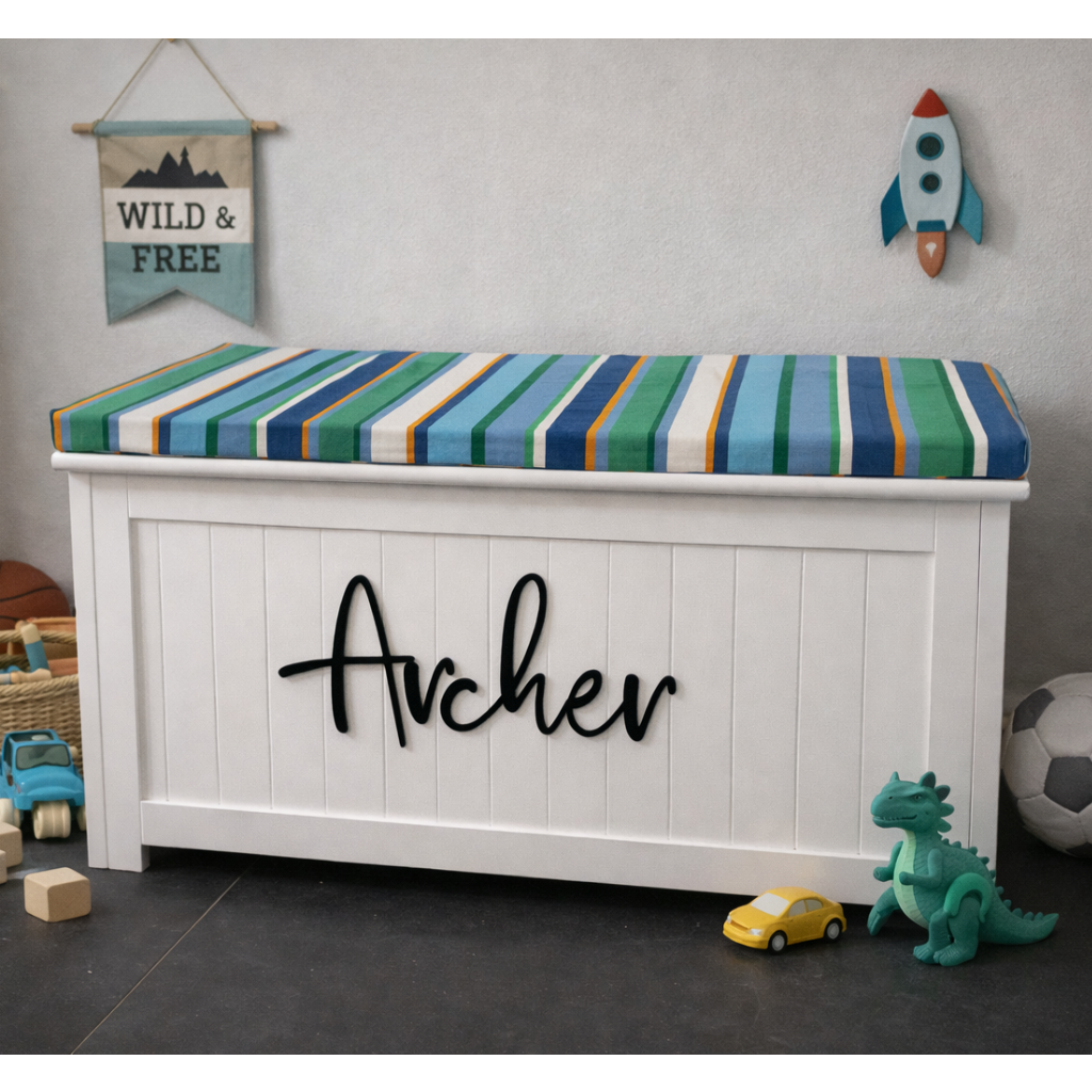 Blue & Green Stripes Toy Box