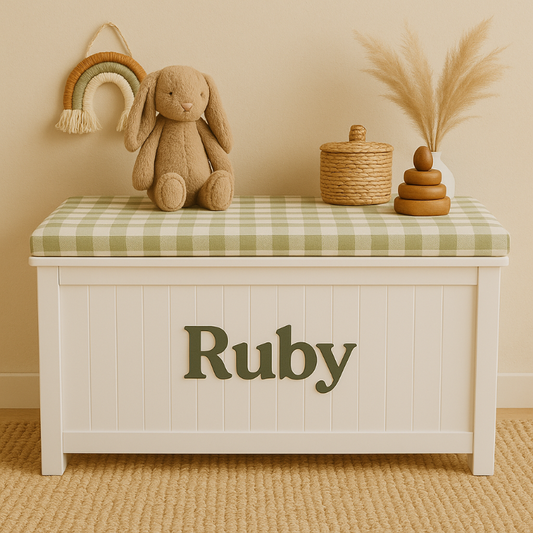 Sage Gingham Toy Box